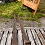 Antique pine bed ends and iron rails Image 3