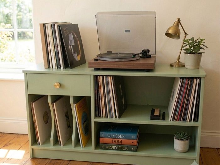 Sage Green Record Player Stand