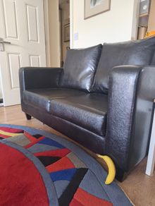 2 Seater Black Leather Couch