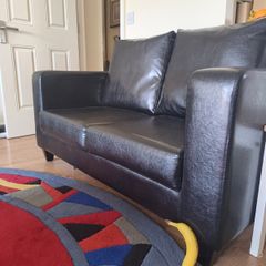 2 Seater Black Leather Couch