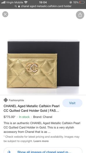 Chanel gold cardholder