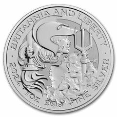 2024 UK 2 Pounds 1 Oz Silver Bullion Coin - Britannia and Liberty (In Capsule)