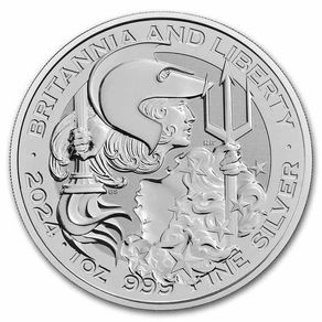 2024 UK 2 Pounds 1 Oz Silver Bullion Coin - Britannia and Liberty (In Capsule)