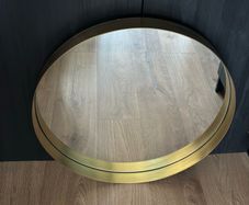 Large round wall mirror - brushed brass