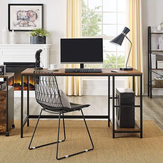 _Desk, Computer Desk, PC Table, Office Desk, with 2 Shelves on the Right or Left Side for Office