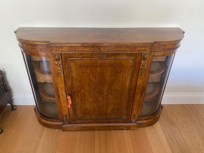 Antique Victorian Inlaid Credenza in Burr Walnut, 1860