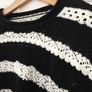 black and white striped crochet knit sweater for ladies, Large size , Casual wear Image 5