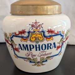 Zenith Gouda 1749 Amphora Pipe Tobacco Jar Humidor Brass Lid Holland c1950