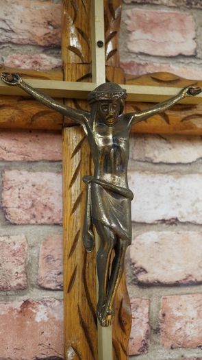 Large Carved Wooden Crucifix Wall Cross