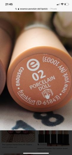 Brand New Essence Lipsticks Shade 02 Porcelain Doll