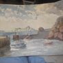 a water colour painting of a harbour,irelands eye Image 2
