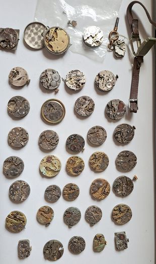 Lot of 60 Ladies Wrist movements incl: Rolex Unicorn Prima