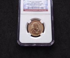 United States : 2007 Presidential Dollar , John Adams , Brilliant Uncirculated , First Day of Issue