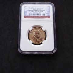 United States : 2007 Presidential Dollar , John Adams , Brilliant Uncirculated , First Day of Issue