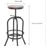 Affordable Industrial Style Height Adjustable Swivel Bar Stool With Natural Pinewood Top Image 5