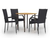 5 Piece Garden Dining Set Poly Rattan Brown