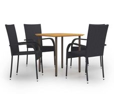 5 Piece Garden Dining Set Poly Rattan Brown