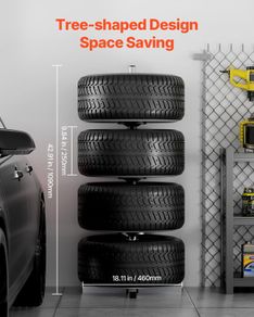 Tire Rack for 4 Tires with Rim Tyre Stand Holder Fit up to 225mm Wide Tire