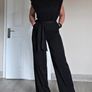 Black Tie Waist Wide Leg Jumpsuit, size 8 Image 2