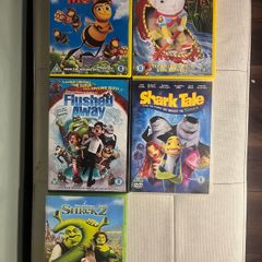 Animated Kids DVD Bundle Shrek 2 Bee Movie Shark Tale 5 Films