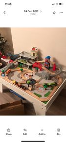 Big train set, the table for it, trains