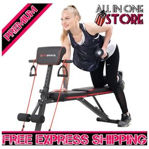 Adjustable Weight Bench, Multifunction Folding Weight Bench with 7 Adjustable Positions & 2 Training Straps, Home Gym Weight Bench (FREE SHIPPING)