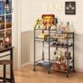 Bar Cart with Wine Rack and Glass Holder, Large Drinks Trolley with Storage for Liquor, Whiskey, Mini Bar  Freestanding Bar Stand for Kitchen, Dining Room or Home Decor Image 3