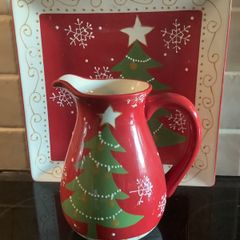 Large Christmas Platter & Matching Pitcher