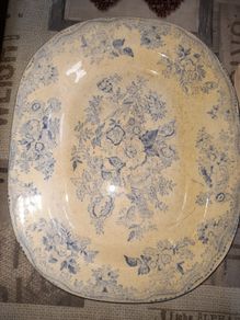 Rare 19th Century Antique Blue and White Serving Platter, postage available on all my items or collection