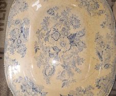 Rare 19th Century Antique Blue and White Serving Platter, postage available on all my items or collection