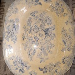 Rare 19th Century Antique Blue and White Serving Platter, postage available on all my items or collection