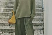 Fab Zara Green Satin Wide Leg Trousers