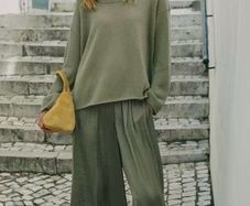 Fab Zara Green Satin Wide Leg Trousers
