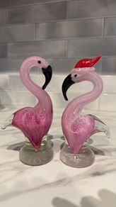 Pink Glass Flamingo Pair