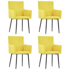 Dining Chairs with Armrests 4 pcs Yellow Fabric