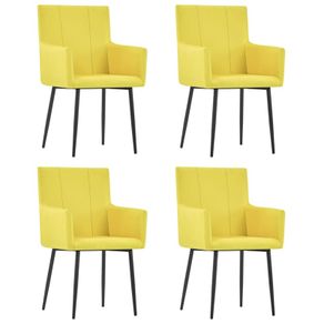 Dining Chairs with Armrests 4 pcs Yellow Fabric