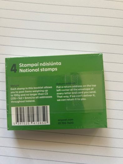 Booklet of 100 x national stamps An Post
