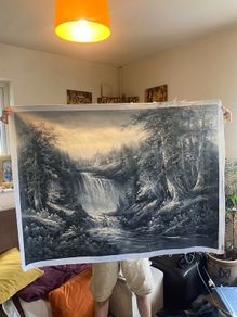 Large Hand Painted Oil on Canvas Country Scene