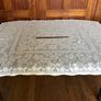 Circular Green Tablecloth with white lace overlay Image 4