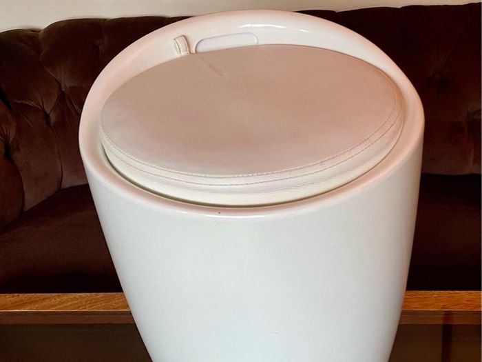 Wenko Rare Y2K Storage Stool Seat with White Faux Leather Lid