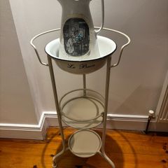 Castiron wash stand with decoupage old Jug