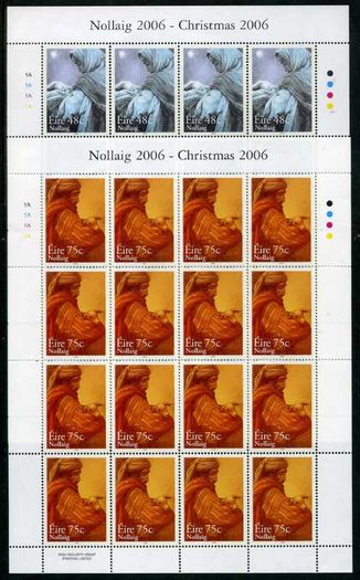 2006 Ireland Christmas Commemorative Stamp Sheetlets Plate 1A1A1A1A Mint Never Hinged (MNH)