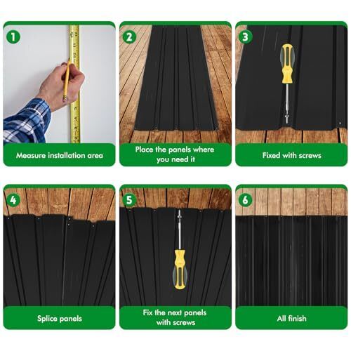 12 x Trapezoidal Sheet 7 m, 110 x 45 cm, Metal Galvanised Rust Resistant Weatherproof Profile Sheet Roof Sheet Corrugated Sheet Roof Panels Tool Shed Carport (BLACK-12 Pieces)