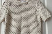 Cream Second Female Short Sleeve Knit Top-Size S