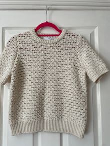 Cream Second Female Short Sleeve Knit Top-Size S