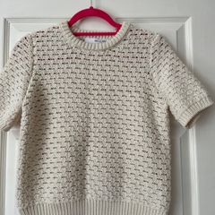 Cream Second Female Short Sleeve Knit Top-Size S