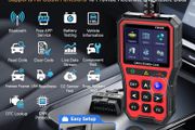 Bluetooth OBD2 Scanner with Battery Tester &amp; Monitoring &amp; Life Test - Support Checking Car Diagnostic Information on iPhone &amp; Android, 2.8 inch HD Large Color Screen, TPU case Protection, Blue