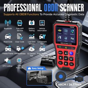 Bluetooth OBD2 Scanner with Battery Tester & Monitoring & Life Test - Support Checking Car Diagnostic Information on iPhone & Android, 2.8 inch HD Large Color Screen, TPU case Protection, Blue