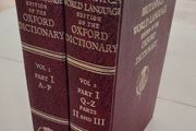 1962 Vintage Britannica Oxford Dictionary (2-Vol Set) Burgundy &amp; Gold - Near Mint