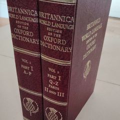 1962 Vintage Britannica Oxford Dictionary (2-Vol Set) Burgundy & Gold - Near Mint